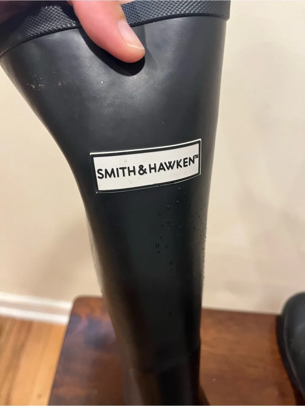 Pair of black rain boots